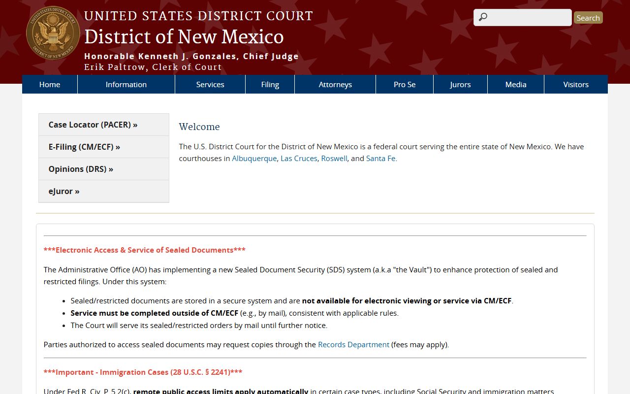 De Baca County court records U.S. District Court distinction