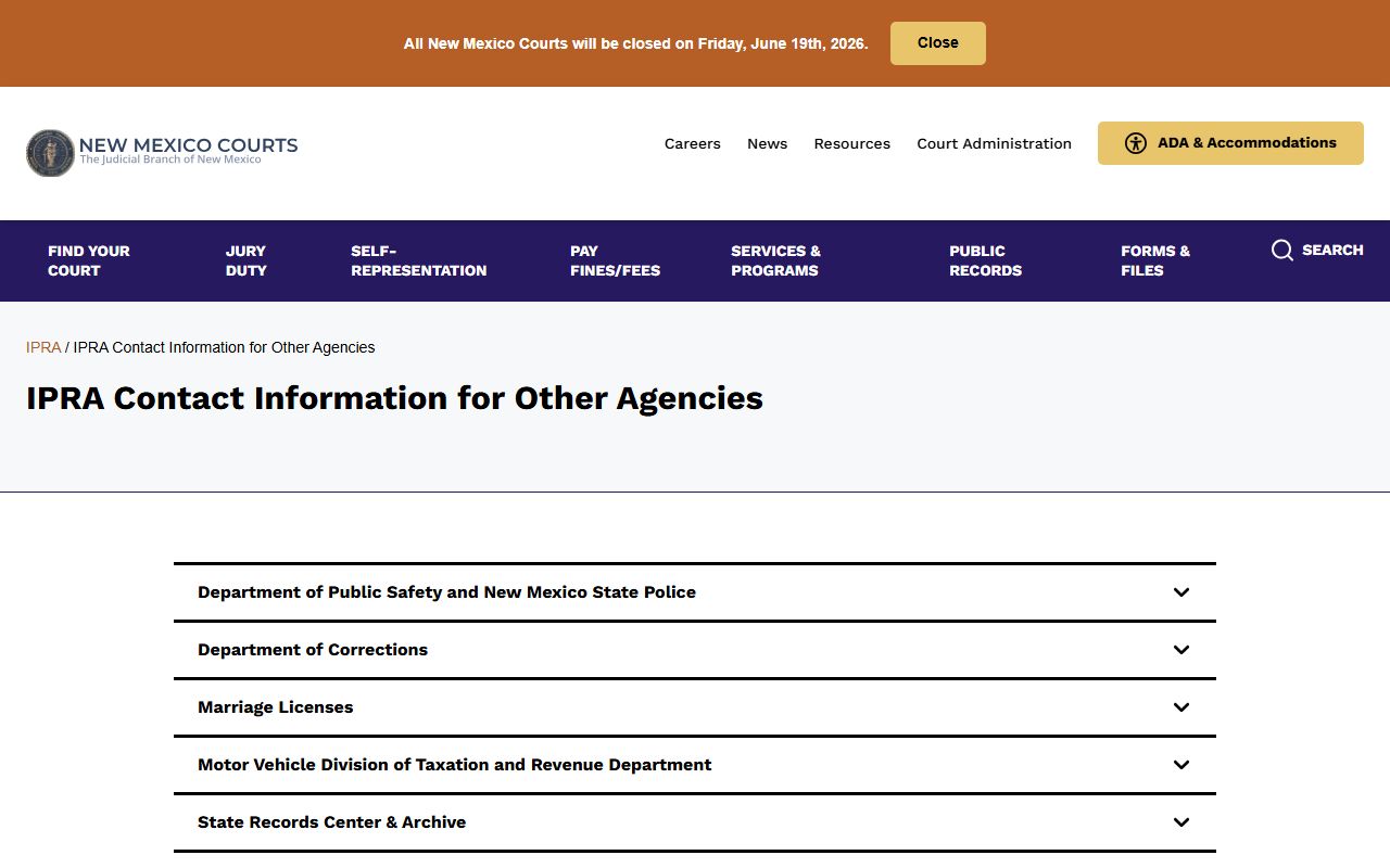 De Baca County court records other agency records guidance