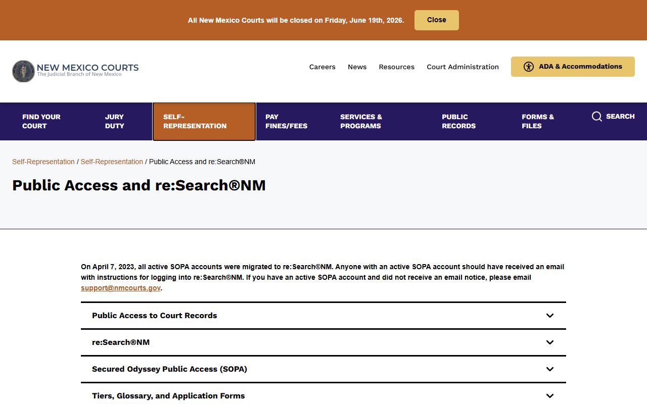 De Baca County court records public access and reSearchNM guidance