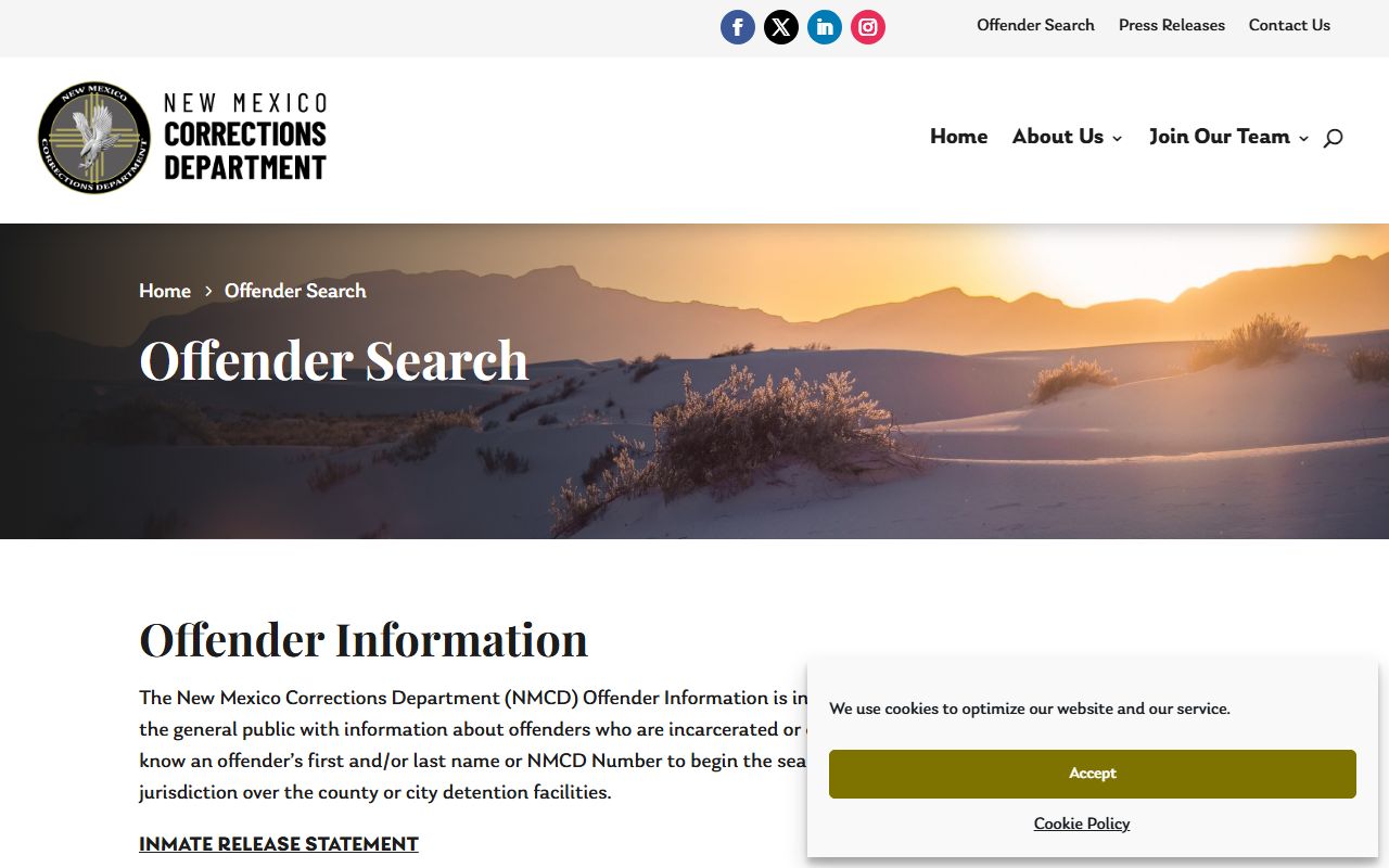De Baca County inmate records and NMCD offender search