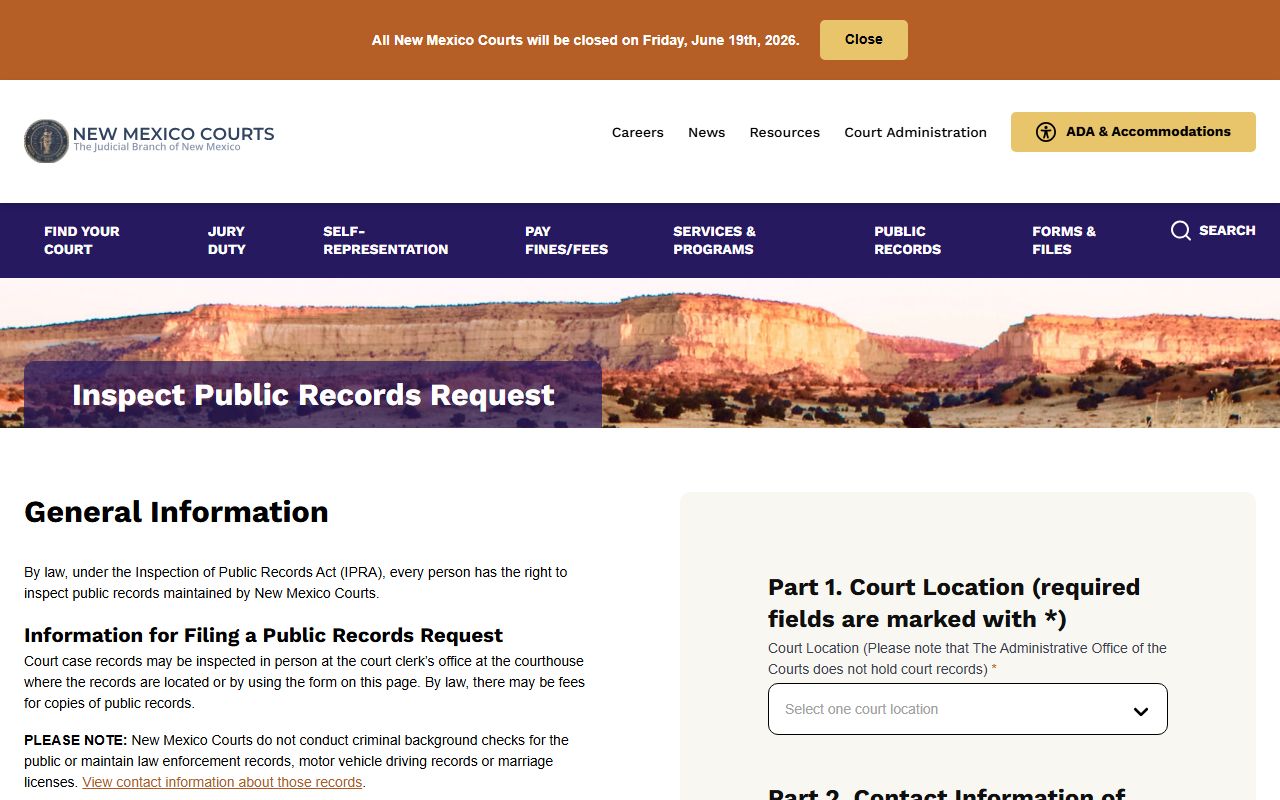 De Baca County court records IPRA request form